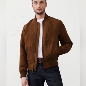 Banana Republic Tan Suede Bomber Jacket